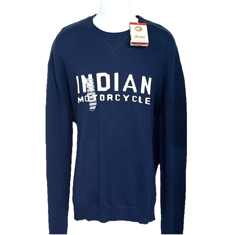 Indian Motorcycles Mens 2XL Tall Navy Knit Sweater NEW